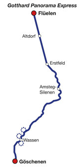 Simtrain Gotthard Panorama Express route