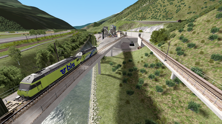 BLS LBT Berg route en BasisTunnel route